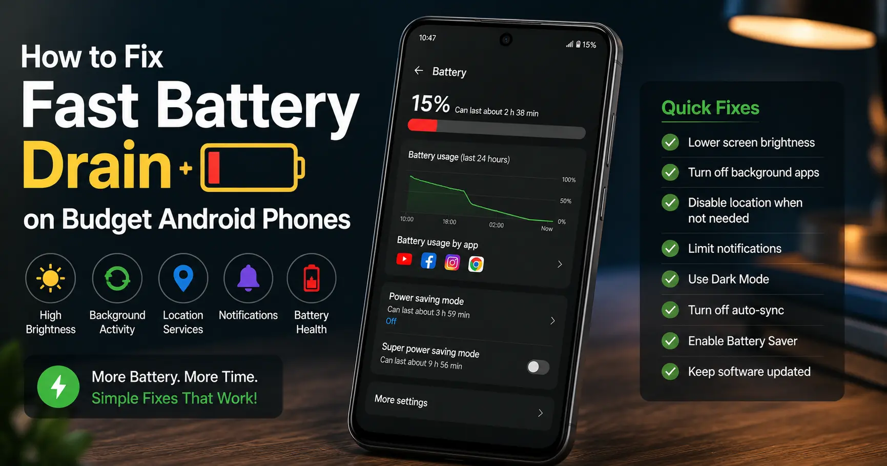Is your budget android phone battery draining way too fast? Here is how to fix battery drain budget android phone issues using 8 proven, system-level fixes.
