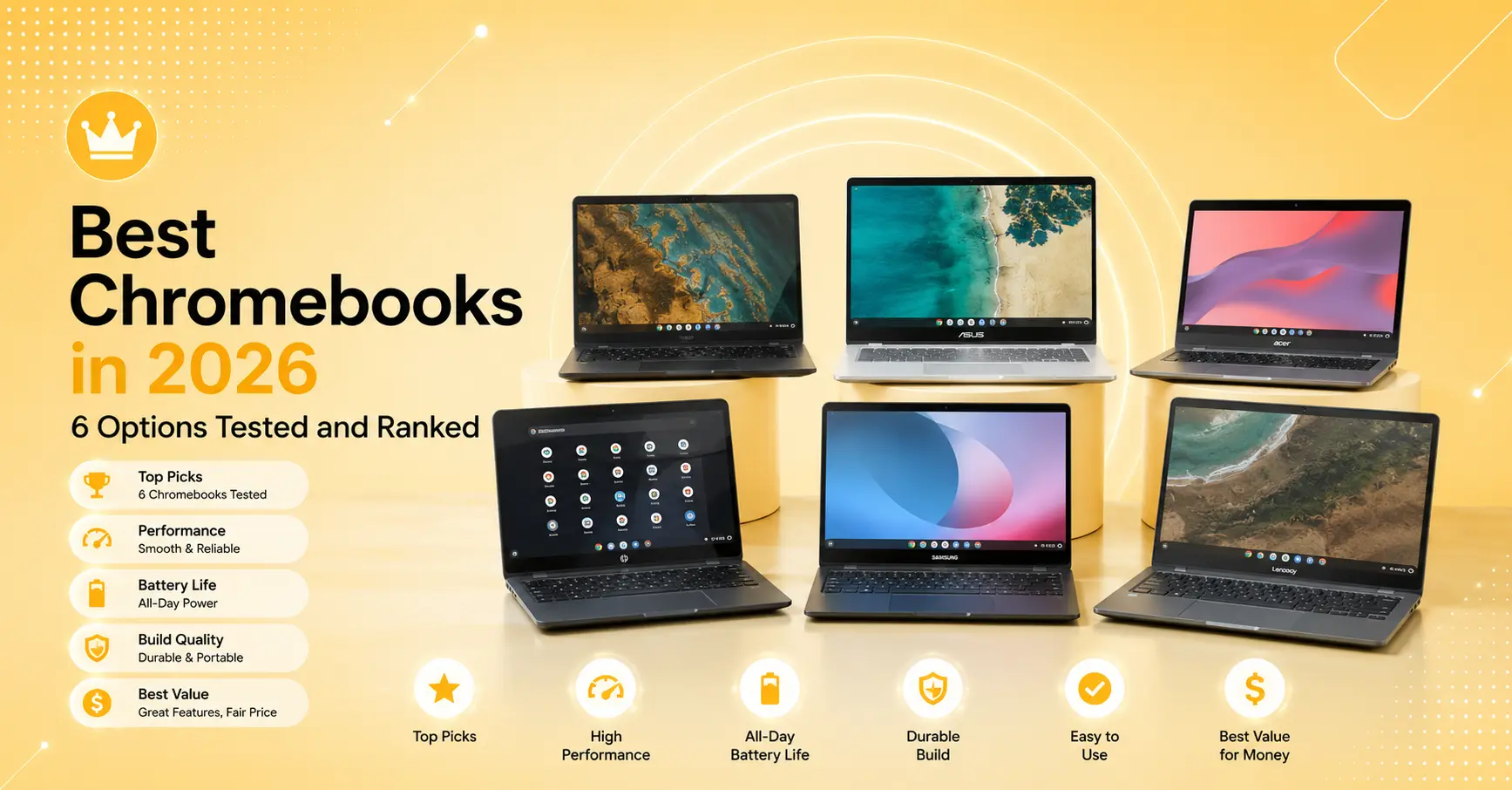 Best Chromebooks 2026 — 6 Tested & Ranked Options