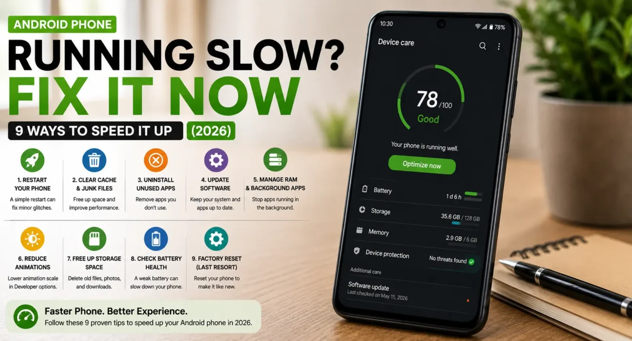 Need an Android phone running slow fix? We tested every method on Samsung, Pixel, and Motorola phones. Here are the 9 that actually speed things up.