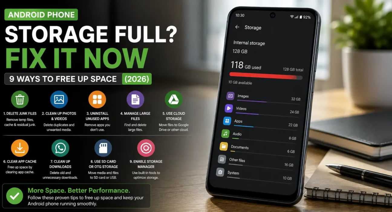 Need an Android phone storage full fix? We tested every method on Samsung, Pixel, and Motorola phones. Here are the 9 that actually reclaim real space.