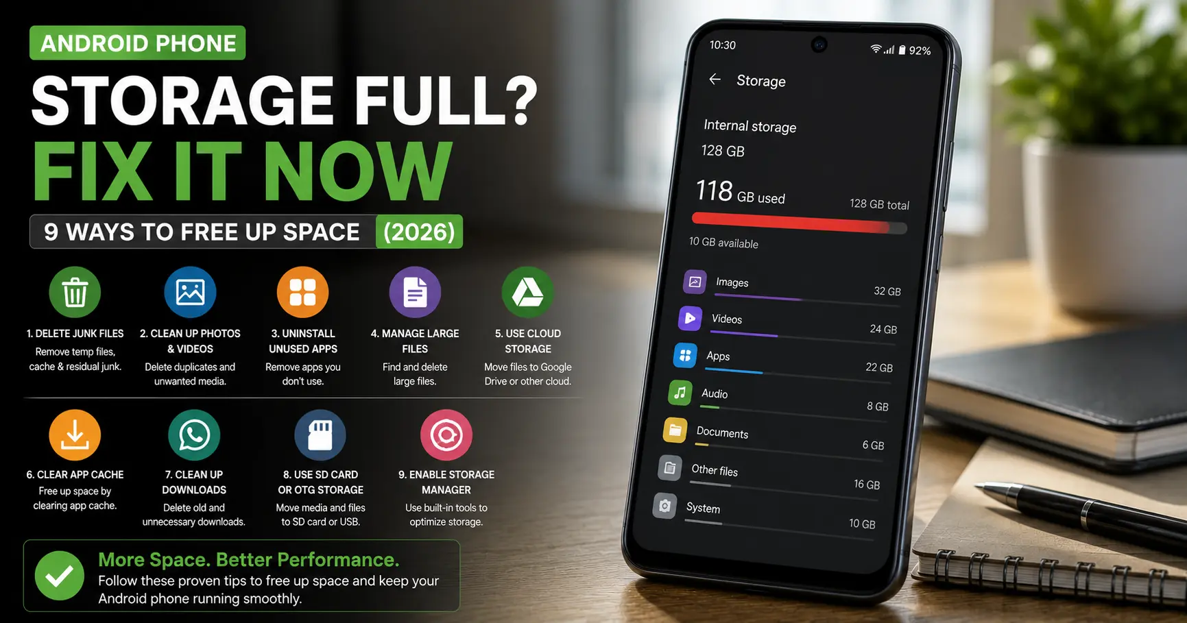 Need an Android phone storage full fix? We tested every method on Samsung, Pixel, and Motorola phones. Here are the 9 that actually reclaim real space.