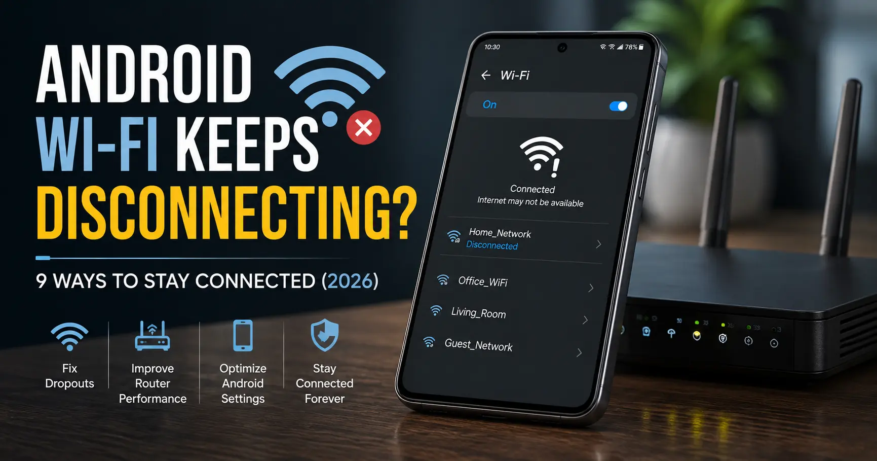 Need an Android Wi-Fi keeps disconnecting fix? We tested every method on Samsung, Pixel, and Motorola phones. Here are the 9 that actually stop the drops.