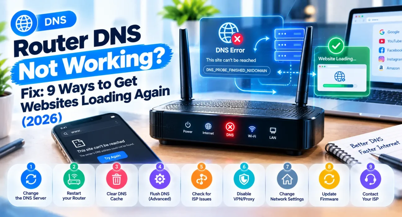 Router DNS Not Working Fix: 9 Ways to Get Websites Loading Again (2026)
