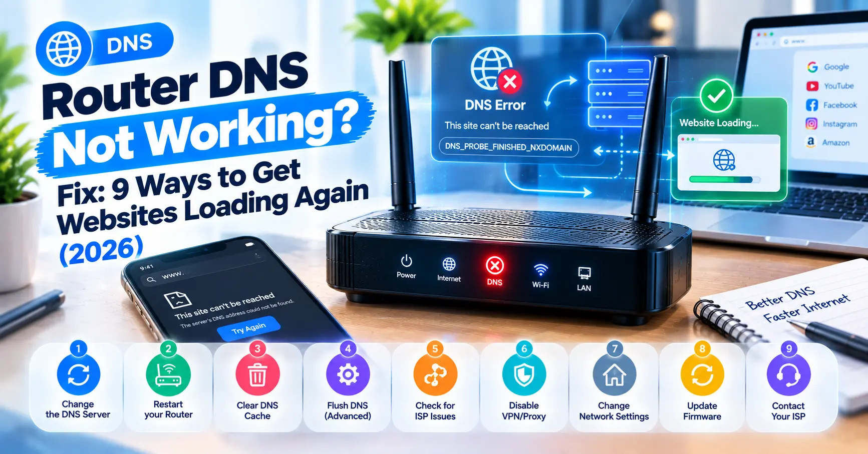Router DNS Not Working Fix: 9 Ways to Get Websites Loading Again (2026)