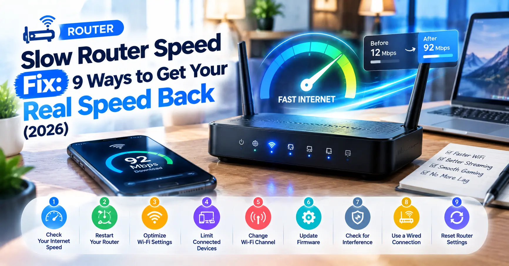 Need a slow router speed fix? We tested every method across major router brands. Here are the 9 that actually close the gap to your paid plan speed.