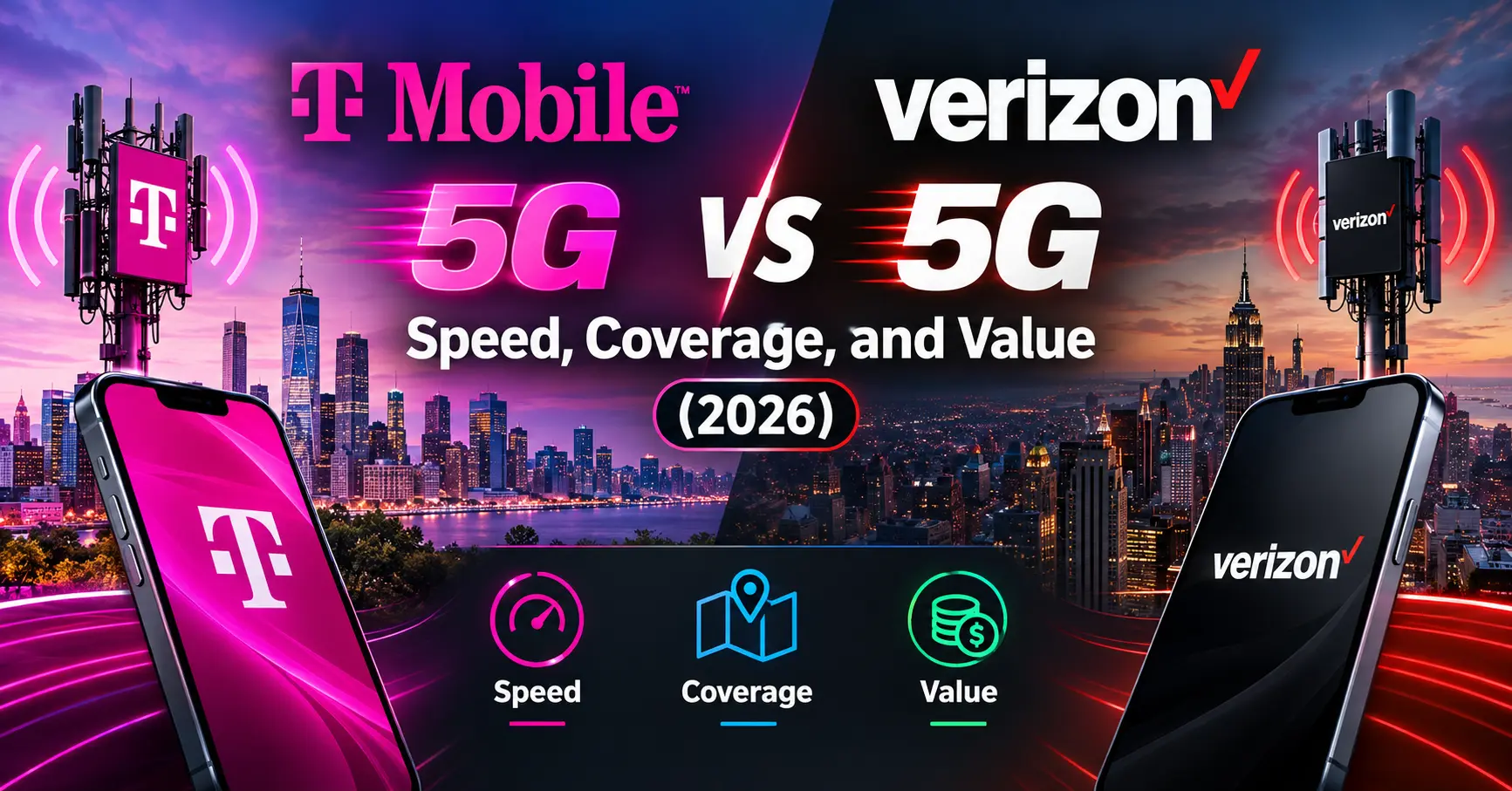 T-Mobile vs Verizon 5G: which is actually faster where you live? We compared speed, coverage, network tech, and price to help you pick the right carrier.