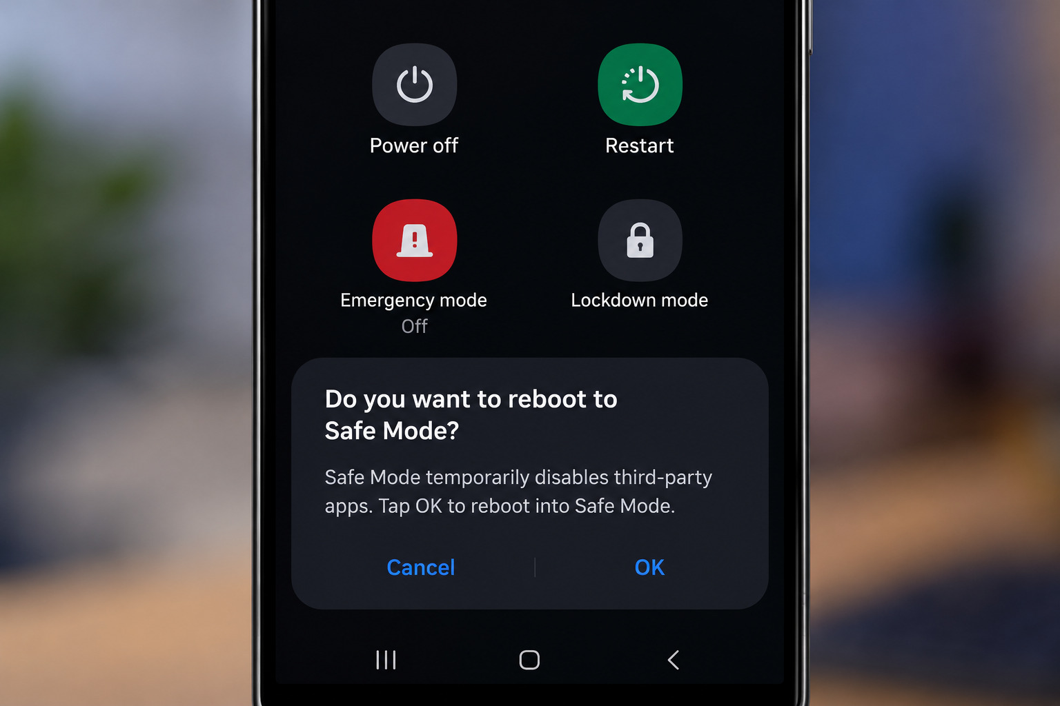 Android phone keeps restarting fix - rebooting into safe mode menu