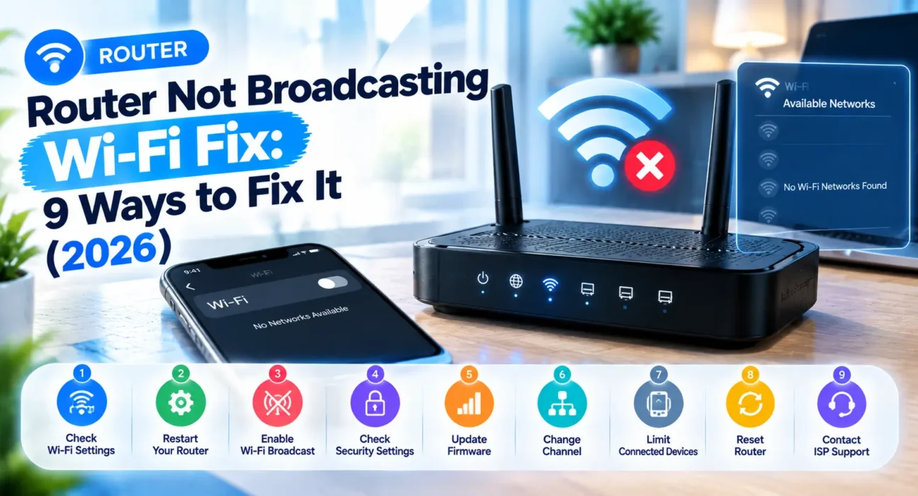 Need a router not broadcasting Wi-Fi fix? We tested 9 proven solutions across Netgear, TP-Link, & Asus to bring your SSID back fast.