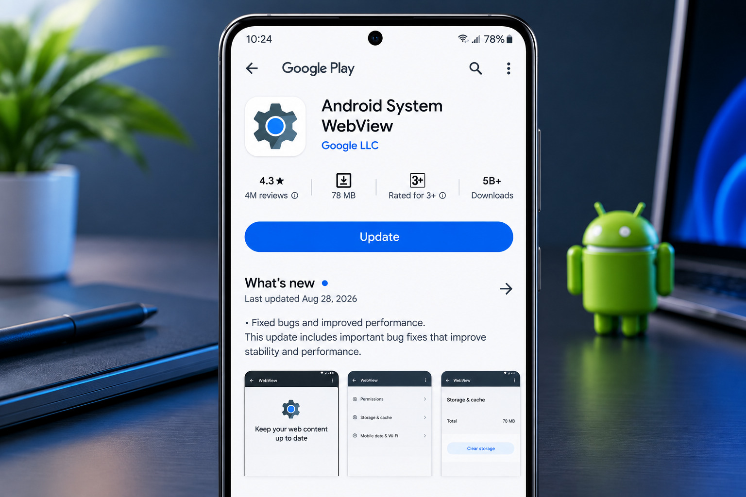 Updating Android System WebView on Play Store to stop apps from crashing