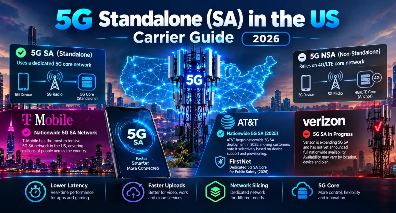 5G standalone network in the US explained — which carriers actually run it, why it matters for latency and battery life, and how to tell if you're on it.