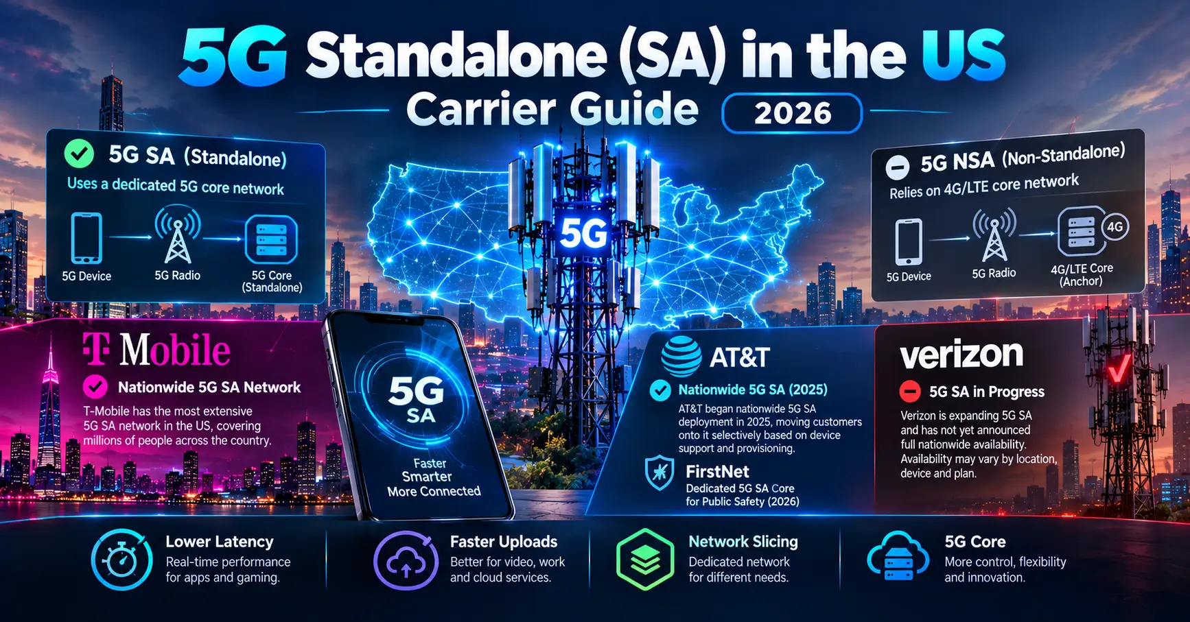5G standalone network in the US explained — which carriers actually run it, why it matters for latency and battery life, and how to tell if you're on it.