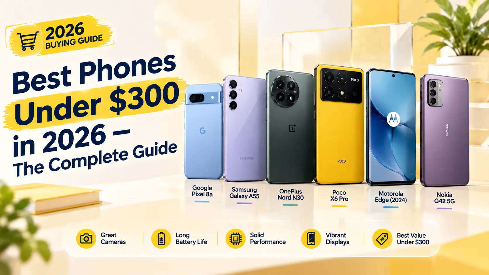 Looking for the best phones under $300 in 2026? We tested 10 top options across Android and iPhone. Complete guide to every category — Android, Samsung, 5G, camera, and gaming.